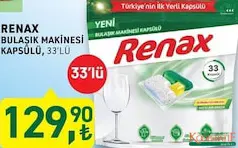 RENAX BULAŞIK MAKİNESİ KAPSÜLÜ/TABLETİ 33'LÜ RENAX BULAŞIK MAKİNESİ KAPSÜLÜ/TABLETİ 33'LÜ